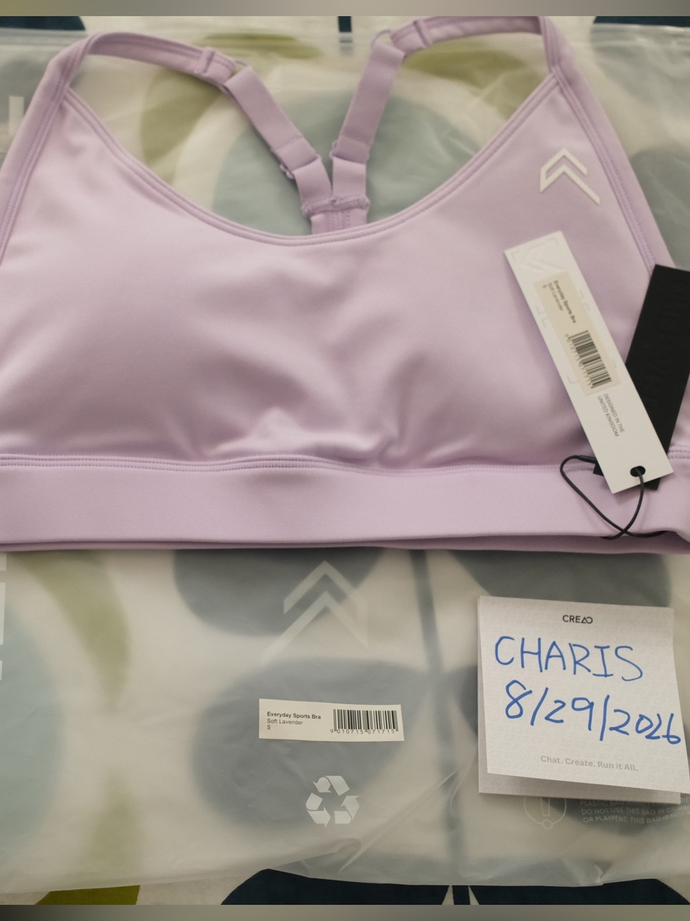 ONER Active Soft Lavender Sports Bra NWT S